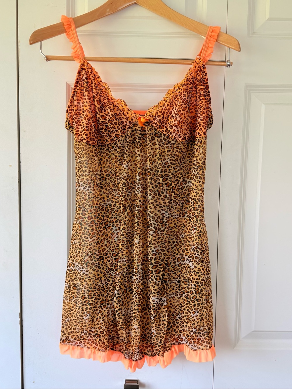 Leopard Print Chemise with Neon Orange Trim